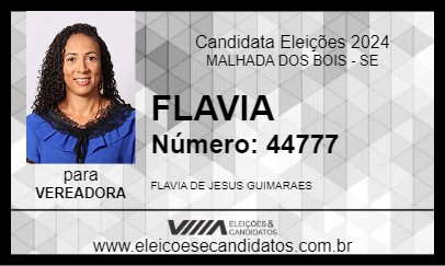 Candidato FLAVIA 2024 - MALHADA DOS BOIS - Eleições