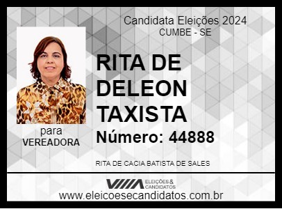 Candidato RITA DE DELEON TAXISTA 2024 - CUMBE - Eleições