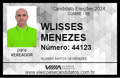 Candidato WLISSES MENEZES 2024 - CUMBE - Eleições