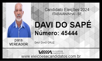 Candidato DAVI DO SAPÉ 2024 - ITABAIANINHA - Eleições