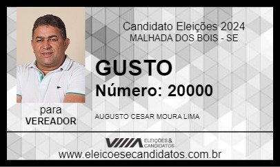 Candidato GUSTO 2024 - MALHADA DOS BOIS - Eleições