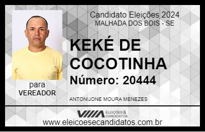 Candidato KEKÉ DE COCOTINHA 2024 - MALHADA DOS BOIS - Eleições