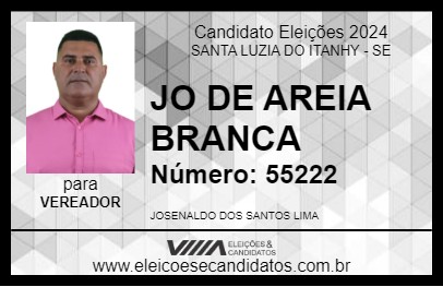 Candidato JO DE AREIA BRANCA 2024 - SANTA LUZIA DO ITANHY - Eleições