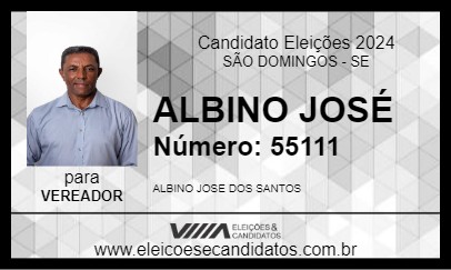 Candidato ALBINO JOSÉ 2024 - SÃO DOMINGOS - Eleições