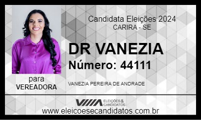 Candidato DRA VANEZIA 2024 - CARIRA - Eleições