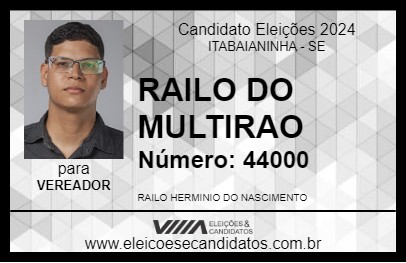 Candidato RAILO DO MULTIRAO 2024 - ITABAIANINHA - Eleições