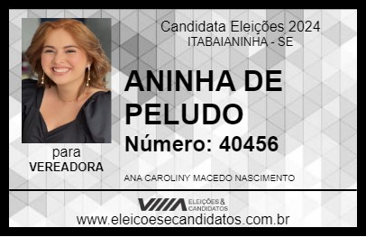 Candidato ANINHA DE PELUDO 2024 - ITABAIANINHA - Eleições