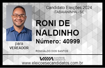 Candidato RONI DE NALDINHO 2024 - ITABAIANINHA - Eleições