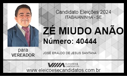 Candidato ZÉ MIUDO ANÃO 2024 - ITABAIANINHA - Eleições