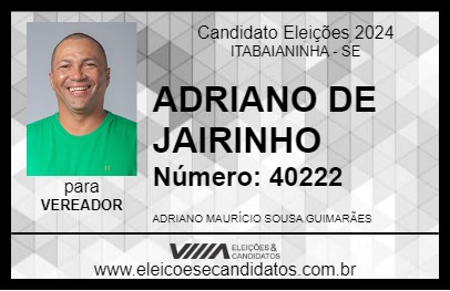 Candidato ADRIANO DE JAIRINHO 2024 - ITABAIANINHA - Eleições