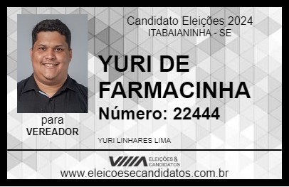 Candidato YURI DE FARMACINHA 2024 - ITABAIANINHA - Eleições