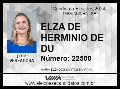 Candidato ELZA DE HERMINIO DE DU 2024 - ITABAIANINHA - Eleições