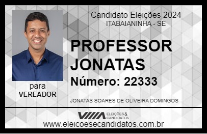 Candidato PROFESSOR JONATAS 2024 - ITABAIANINHA - Eleições