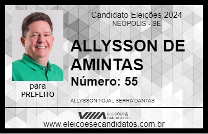 Candidato ALLYSSON DE AMINTAS 2024 - NEÓPOLIS - Eleições