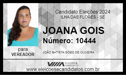 Candidato JOANA GOIS 2024 - ILHA DAS FLORES - Eleições