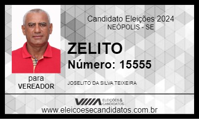 Candidato ZELITO 2024 - NEÓPOLIS - Eleições