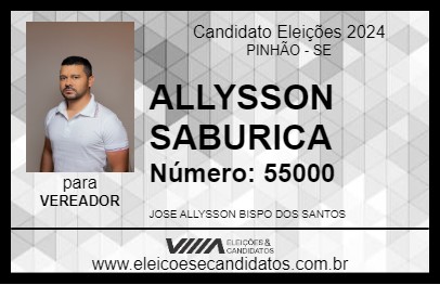 Candidato ALLYSSON SABURICA 2024 - PINHÃO - Eleições