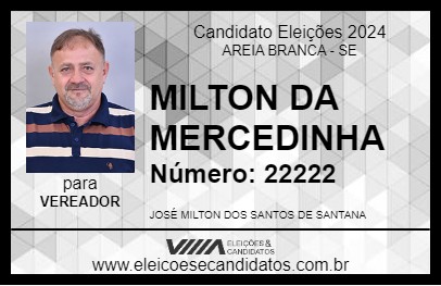 Candidato MILTON DA MERCEDINHA 2024 - AREIA BRANCA - Eleições