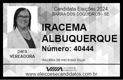 Candidato IRACEMA ALBUQUERQUE 2024 - BARRA DOS COQUEIROS - Eleições