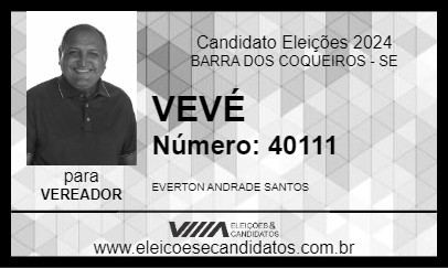 Candidato VEVÉ 2024 - BARRA DOS COQUEIROS - Eleições