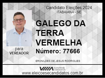 Candidato GALEGO DA TERRA VERMELHA 2024 - ITABAIANA - Eleições