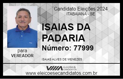 Candidato ISAIAS DA PADARIA 2024 - ITABAIANA - Eleições