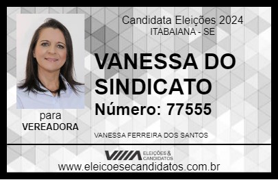 Candidato VANESSA DO SINDICATO 2024 - ITABAIANA - Eleições