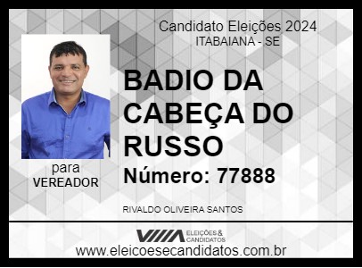 Candidato BADIO DA CABEÇA DO RUSSO 2024 - ITABAIANA - Eleições