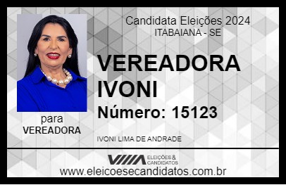 Candidato VEREADORA IVONI 2024 - ITABAIANA - Eleições