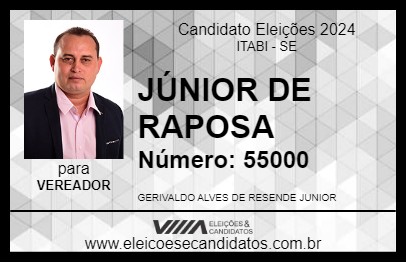 Candidato JÚNIOR DE RAPOSA 2024 - ITABI - Eleições