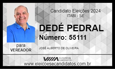 Candidato DEDÉ PEDRAL 2024 - ITABI - Eleições