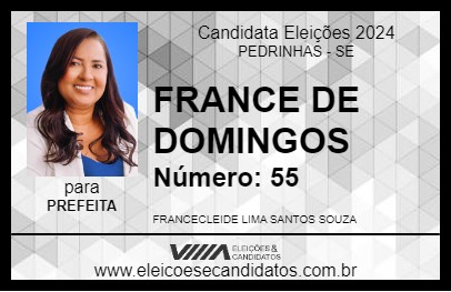 Candidato FRANCE DE DOMINGOS 2024 - PEDRINHAS - Eleições