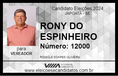 Candidato RONY DO ESPINHEIRO 2024 - JAPOATÃ - Eleições