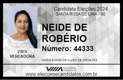 Candidato NEIDE DE ROBÉRIO 2024 - SANTA ROSA DE LIMA - Eleições