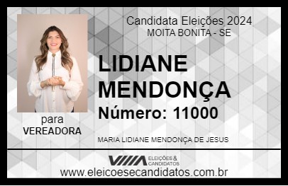 Candidato LIDIANE MENDONÇA 2024 - MOITA BONITA - Eleições