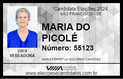 Candidato MARIA DO PICOLÉ 2024 - SÃO FRANCISCO - Eleições