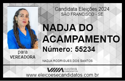 Candidato NADJA DO ACAMPAMENTO 2024 - SÃO FRANCISCO - Eleições