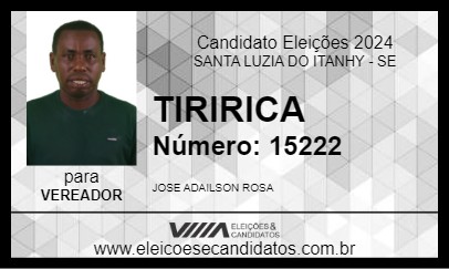 Candidato TIRIRICA 2024 - SANTA LUZIA DO ITANHY - Eleições