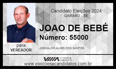 Candidato JOAO DE BEBÉ 2024 - GARARU - Eleições