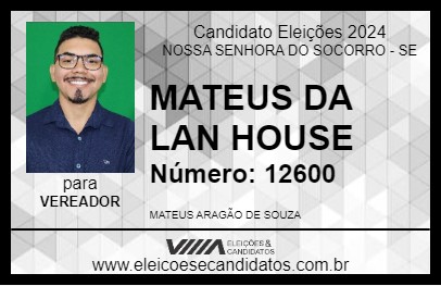 Candidato MATEUS DA LAN HOUSE 2024 - NOSSA SENHORA DO SOCORRO - Eleições