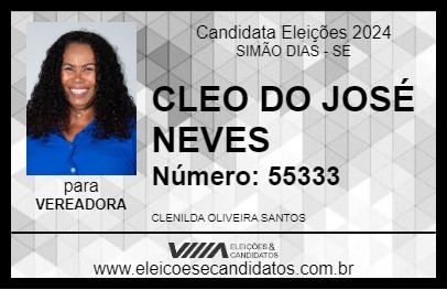 Candidato CLEO DO JOSÉ NEVES 2024 - SIMÃO DIAS - Eleições