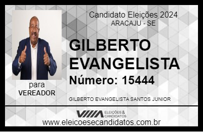 Candidato GILBERTO EVANGELISTA 2024 - ARACAJU - Eleições