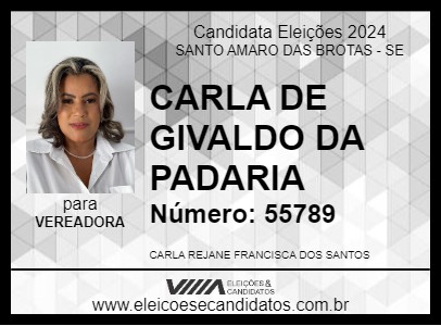 Candidato CARLA DE GIVALDO DA PADARIA 2024 - SANTO AMARO DAS BROTAS - Eleições