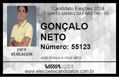 Candidato GONÇALO NETO 2024 - SANTO AMARO DAS BROTAS - Eleições