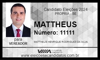 Candidato MATTHEUS 2024 - PROPRIÁ - Eleições