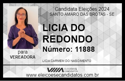 Candidato LICIA DO REDONDO 2024 - SANTO AMARO DAS BROTAS - Eleições