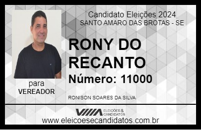 Candidato RONY DO RECANTO 2024 - SANTO AMARO DAS BROTAS - Eleições