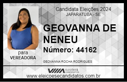 Candidato GEOVANNA DE NENEU 2024 - JAPARATUBA - Eleições