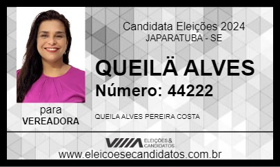 Candidato QUEILÄ ALVES 2024 - JAPARATUBA - Eleições