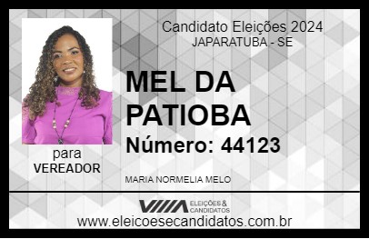 Candidato MEL DA PATIOBA 2024 - JAPARATUBA - Eleições